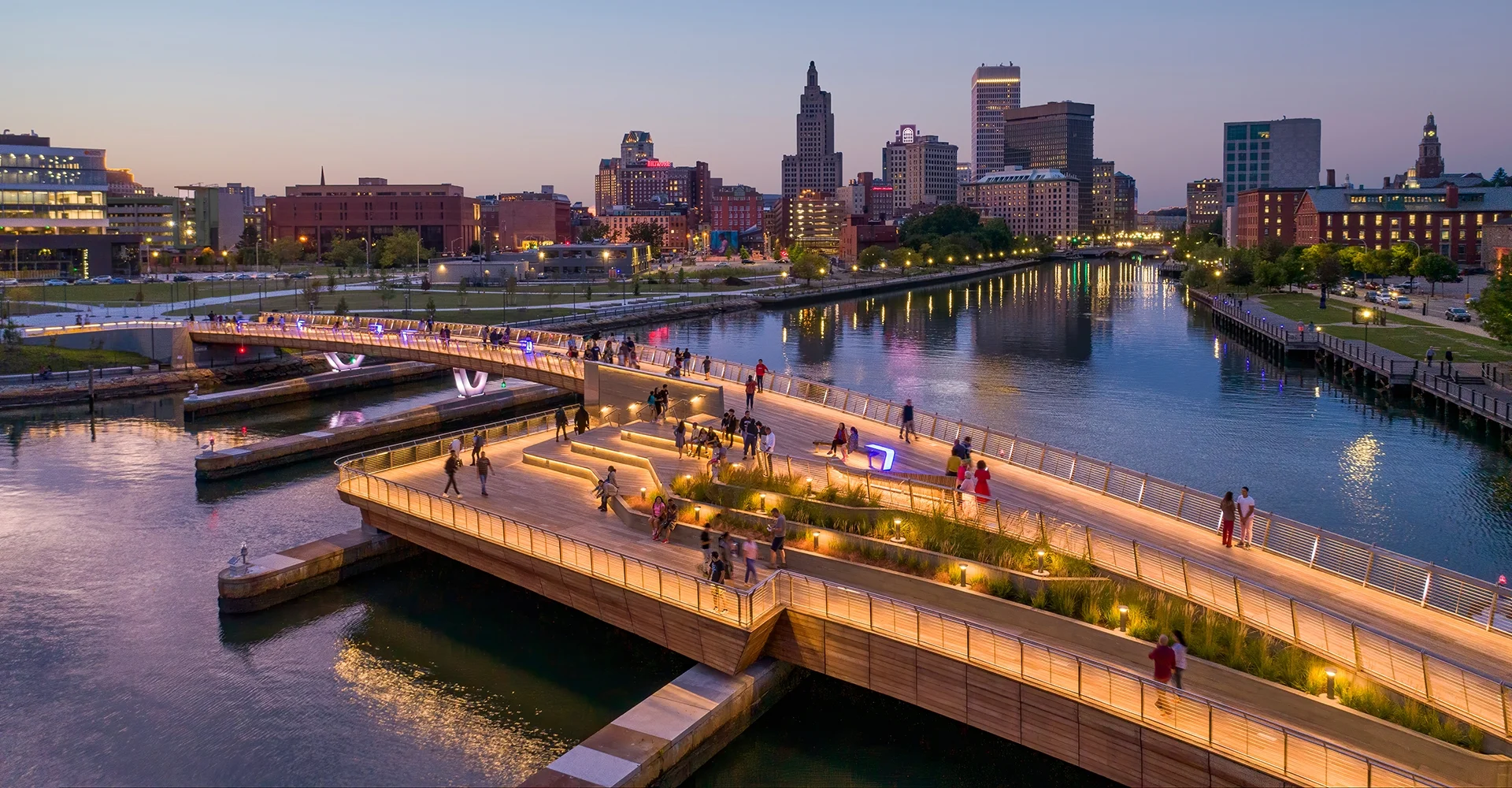 Michael Van Leesten Memorial Bridge at night